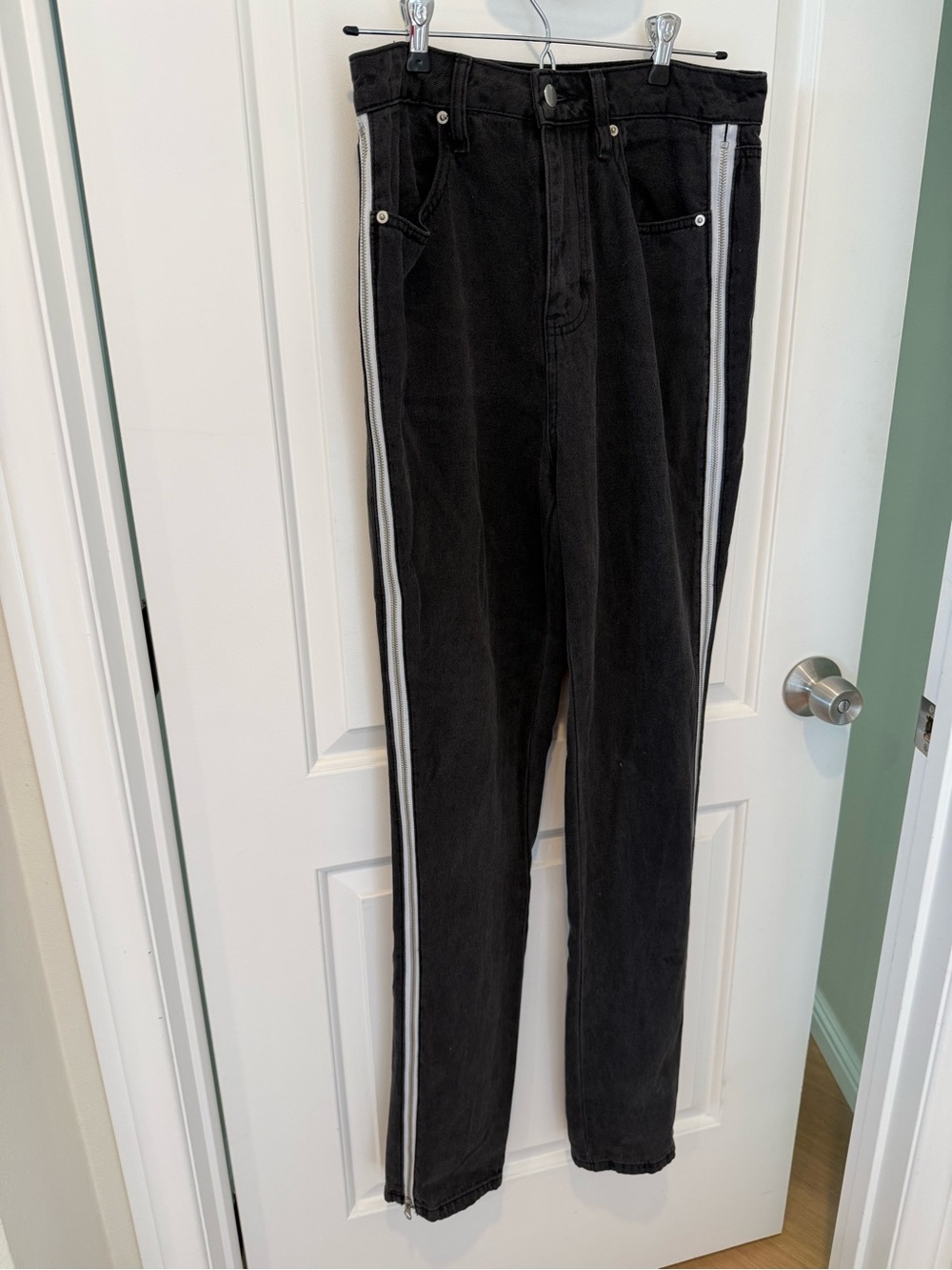 Fashion Nova Black Denim Jeans with White Logo Label